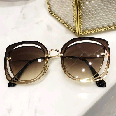 2021 new summer Korean fashion tide glasses female round face big box avant-garde hollow sunglasses elegant sunglasses