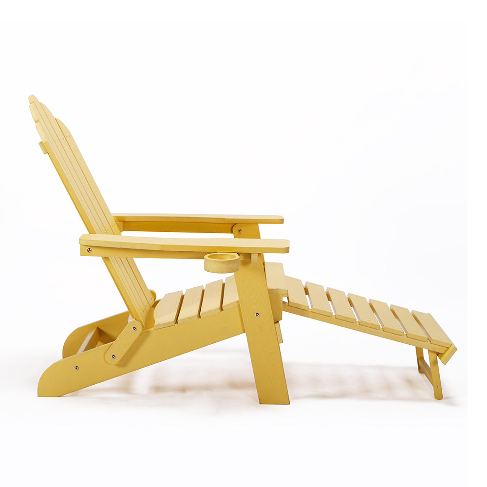 TALE Folding Adirondack Chair With Pullout Ottoman With Cup Holder, Oaversized, Poly Lumber,  For Patio Deck Garden, Backyard Furniture, Easy To Install,.Banned From Selling On Amazon