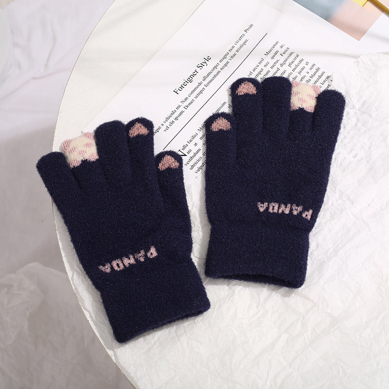 Women's Winter Touch Screen Warmth Thick Faux Wool Gloves