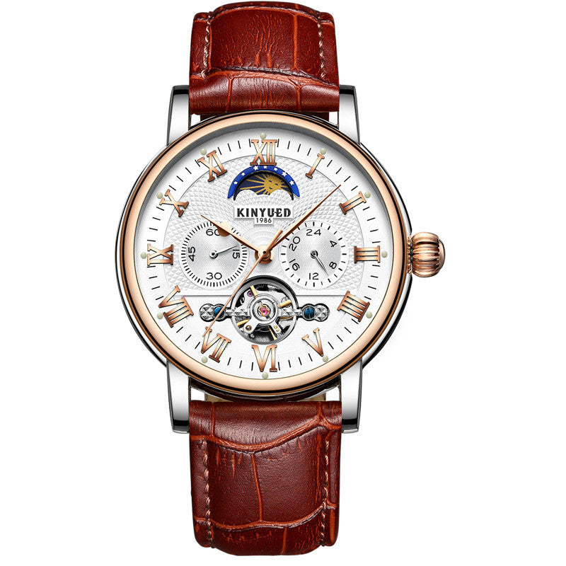 Solon automatic mechanical watches business men watch hollow stainless steel waterproof luminous multifunctional men's wholesale