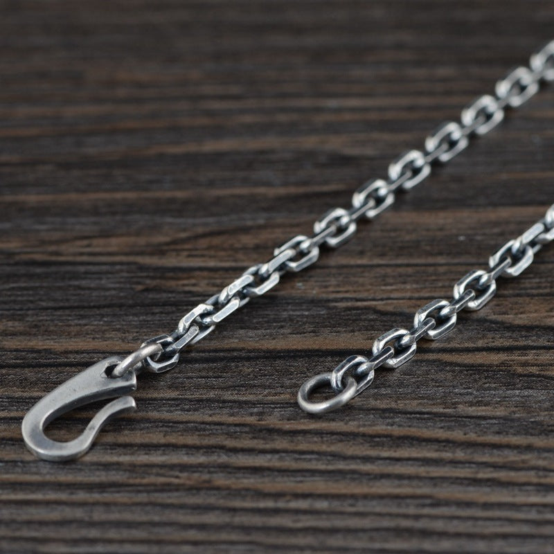 S925 Silver Retro O-shaped Thickened S Hook Necklace