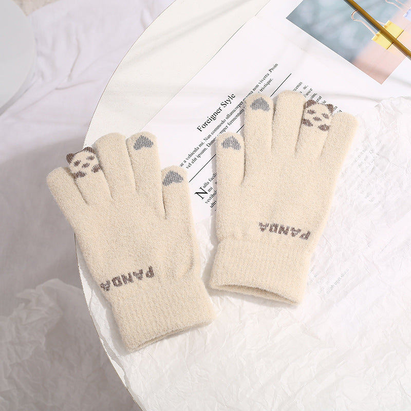 Women's Winter Touch Screen Warmth Thick Faux Wool Gloves