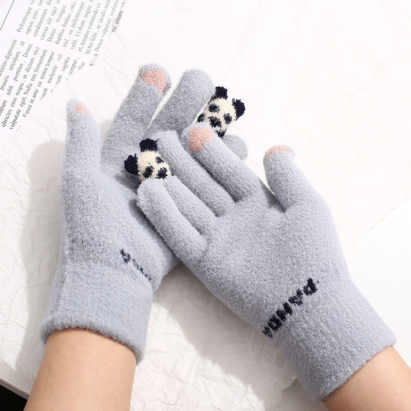 Women's Winter Touch Screen Warmth Thick Faux Wool Gloves