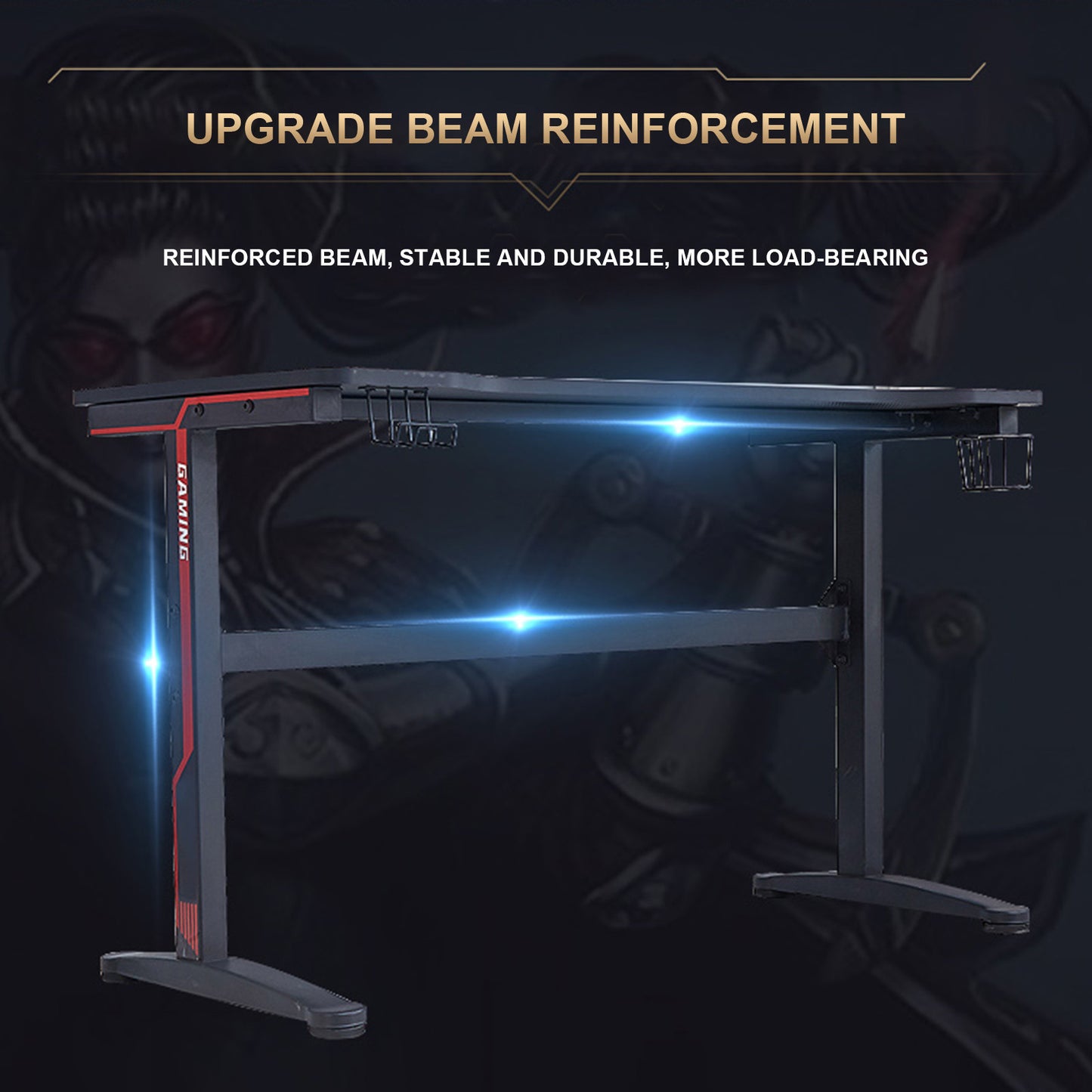 Gaming Desk 47.2 inches Home Office Computer Table, Black Gamer Workstation