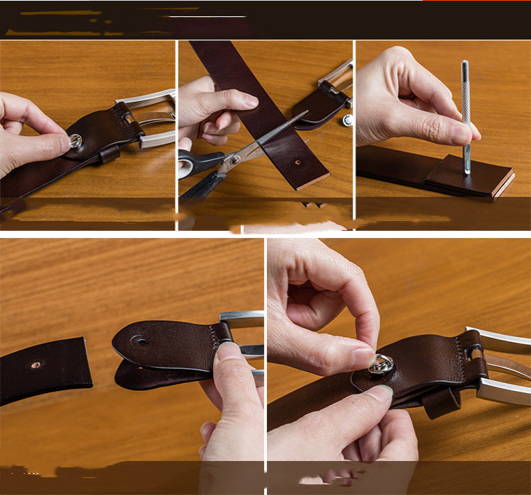 Cowhide Leather Belt Men's Pin Buckle