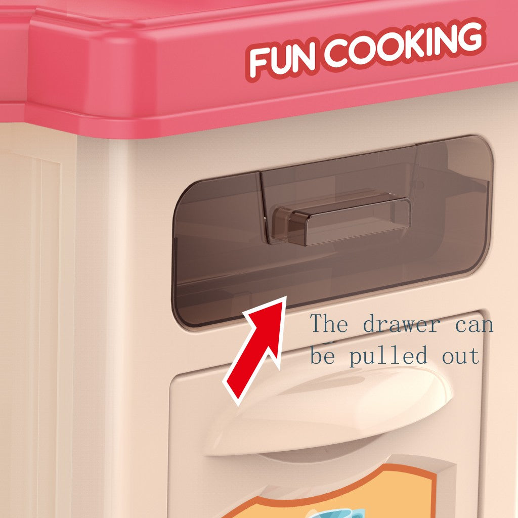 Role Play Kids Kitchen Playset With Real Cooking And Water Boiling Sounds-Girls