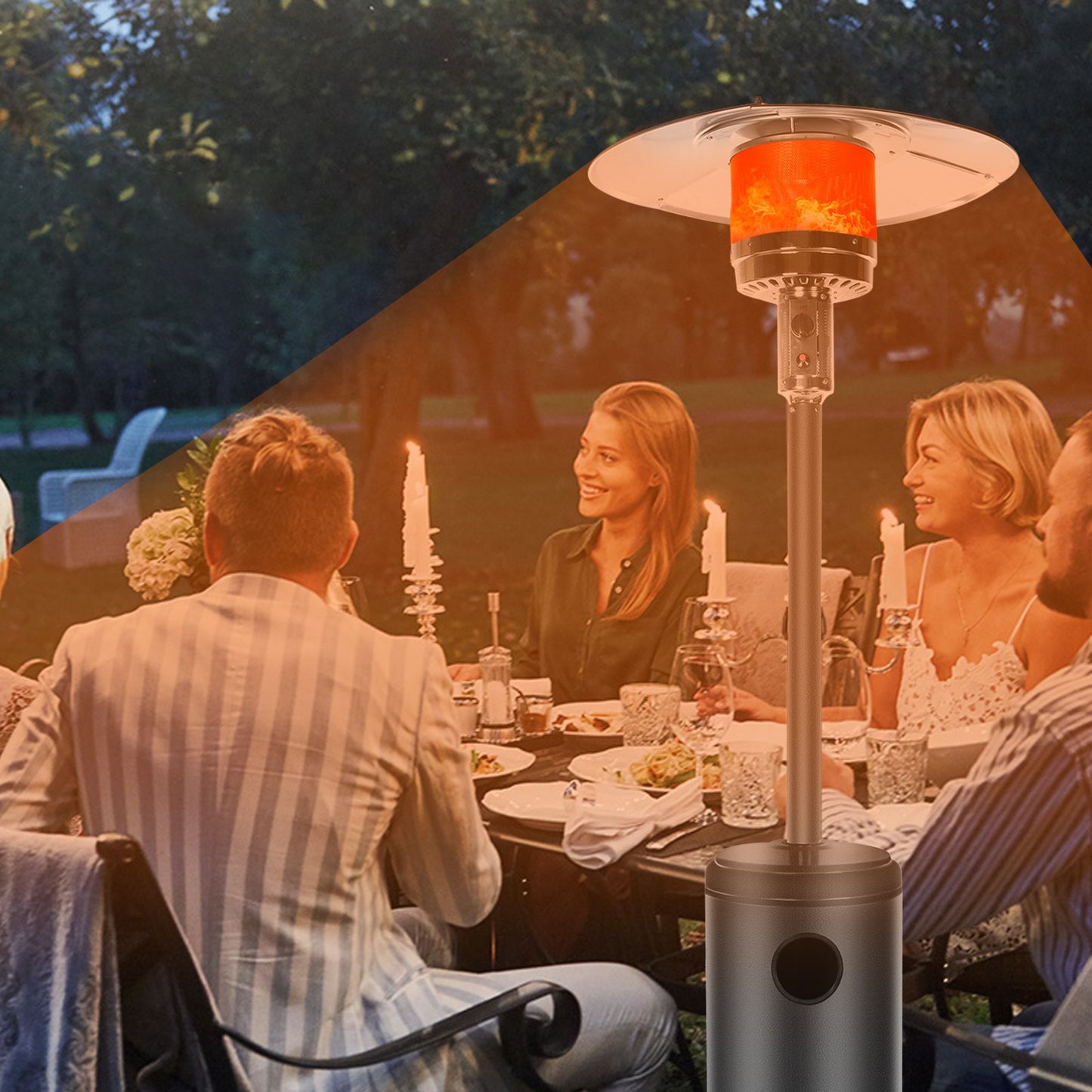Outdoor Patio Heater With Wheels,Propane 46,000 BTU Premium Outdoor Patio Heater