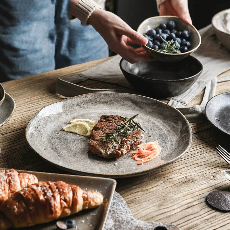 Kiln Into Ceramic Tableware Creative Hotel Steak Plate