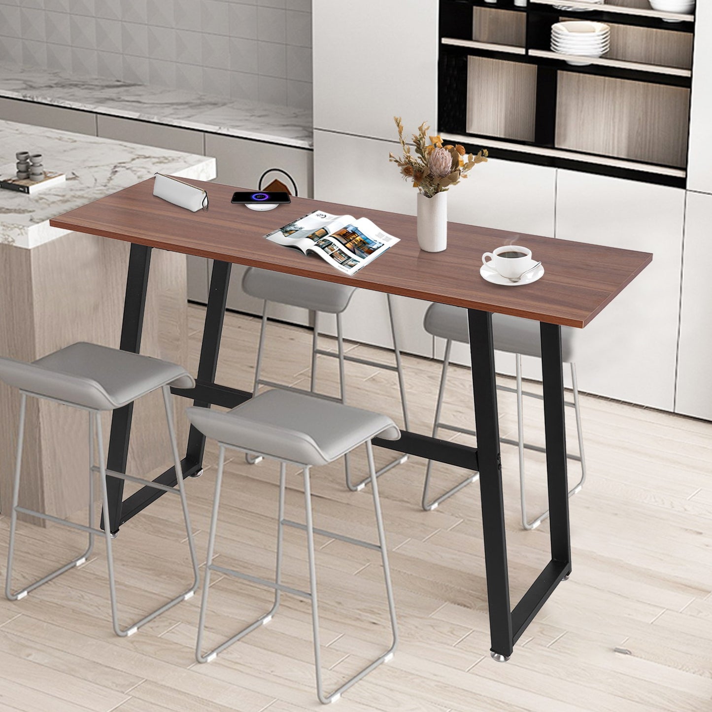 Modern Computer Desk Wood And Metal Writing Desk Home Office Study Table