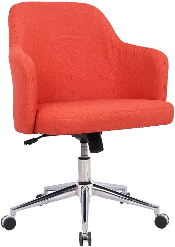 Home Office Chair Upholstered Mid Back Support Swivel Computer Desk Task Chairs Adjustable Height with Armrests