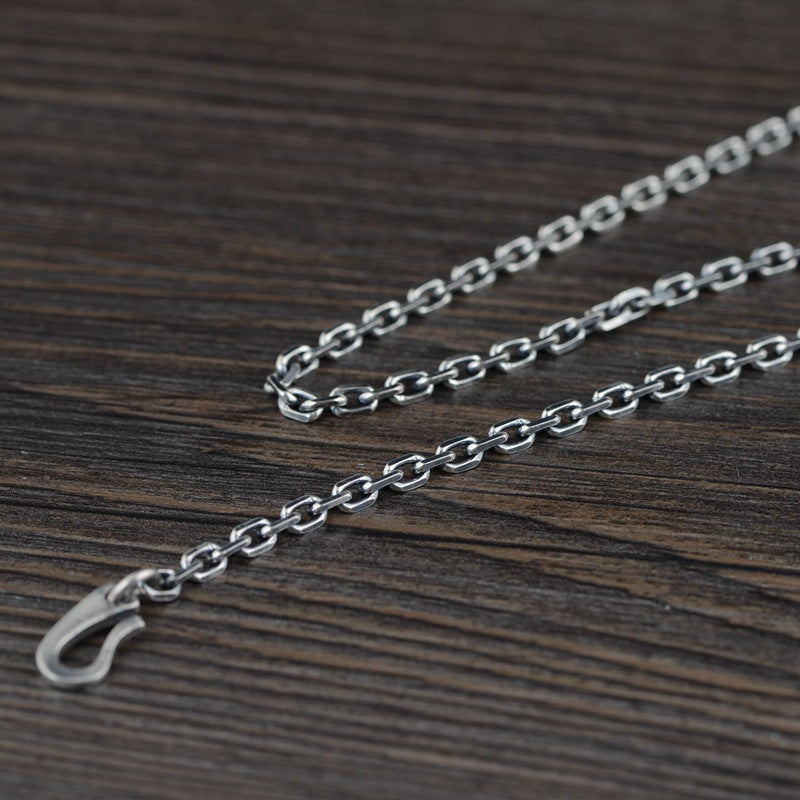 S925 Silver Retro O-shaped Thickened S Hook Necklace