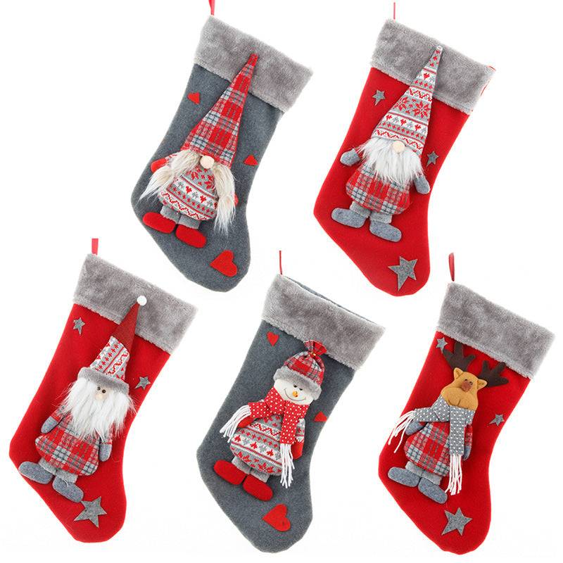 Faceless old man big Christmas stocking