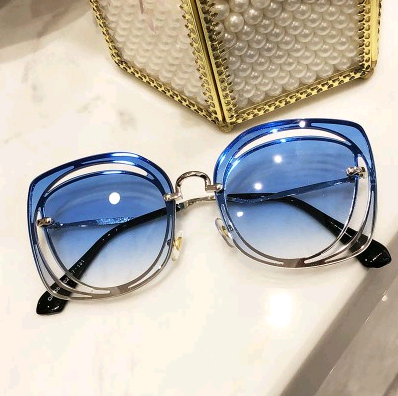 2021 new summer Korean fashion tide glasses female round face big box avant-garde hollow sunglasses elegant sunglasses