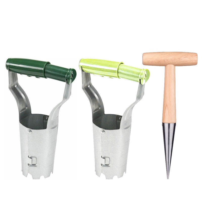 Stainless Steel Soil Excavator Gardening Wooden Handle Hole-moving Cutting Tool Nursery Seedling Seeder