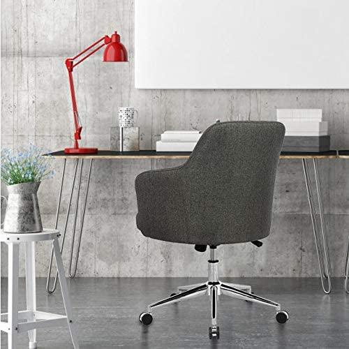 Home Office Chair Upholstered Mid Back Support Swivel Computer Desk Task Chairs Adjustable Height with Armrests