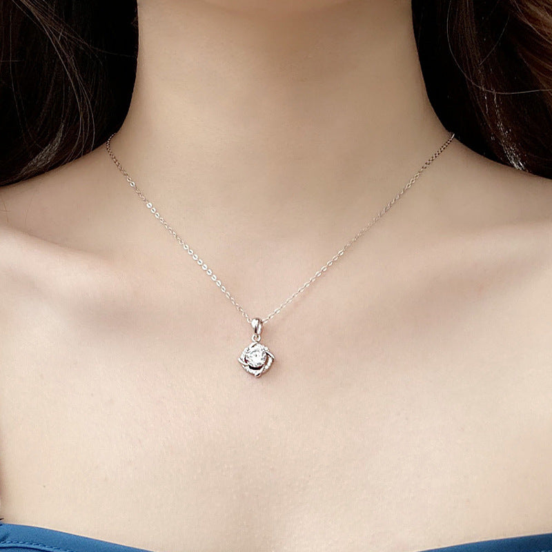 925 Sterling Silver Windmill Necklace Female New Product Simulation Diamond Moissanite Pendant