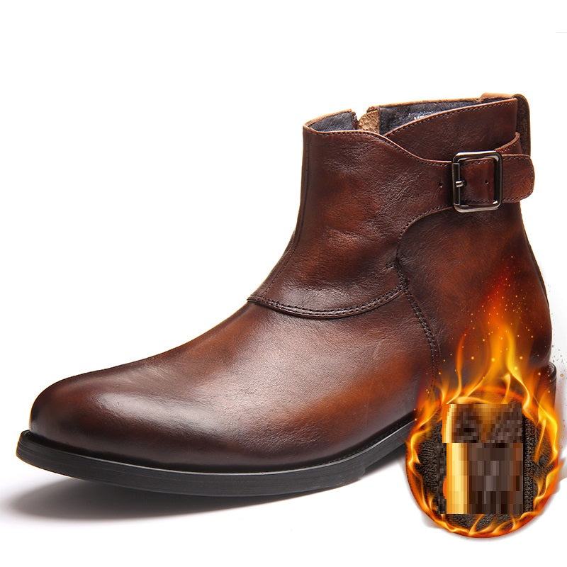 Men's Genuine Leather Boots Mid-cut Martin Boots