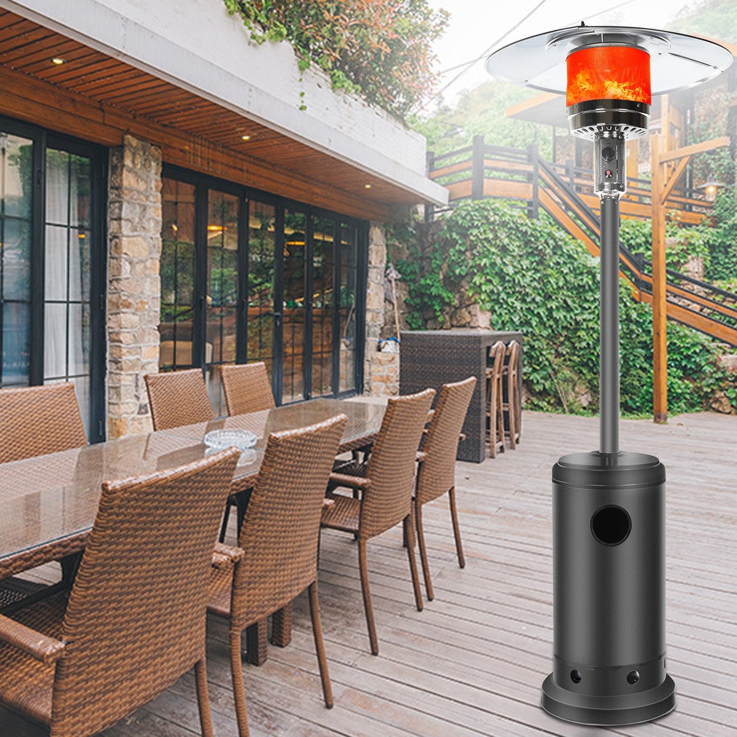 Outdoor Patio Heater With Wheels,Propane 46,000 BTU Premium Outdoor Patio Heater