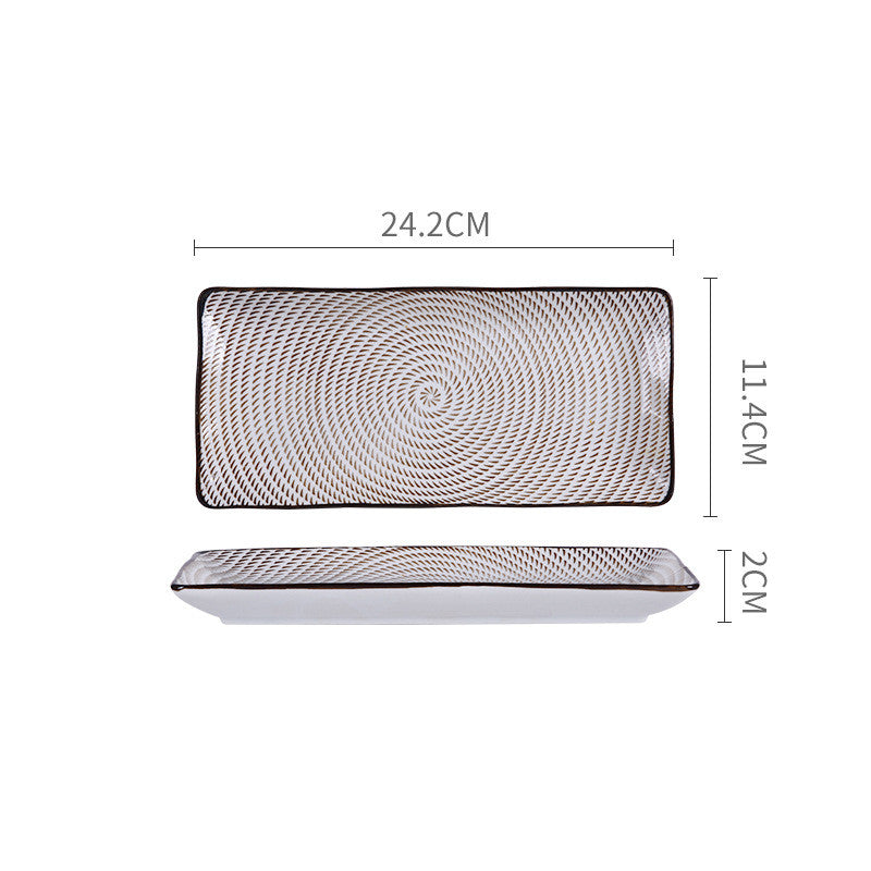 Japanese Style Retro Hand-painted Ceramic Sushi Plate Rectangular Plate