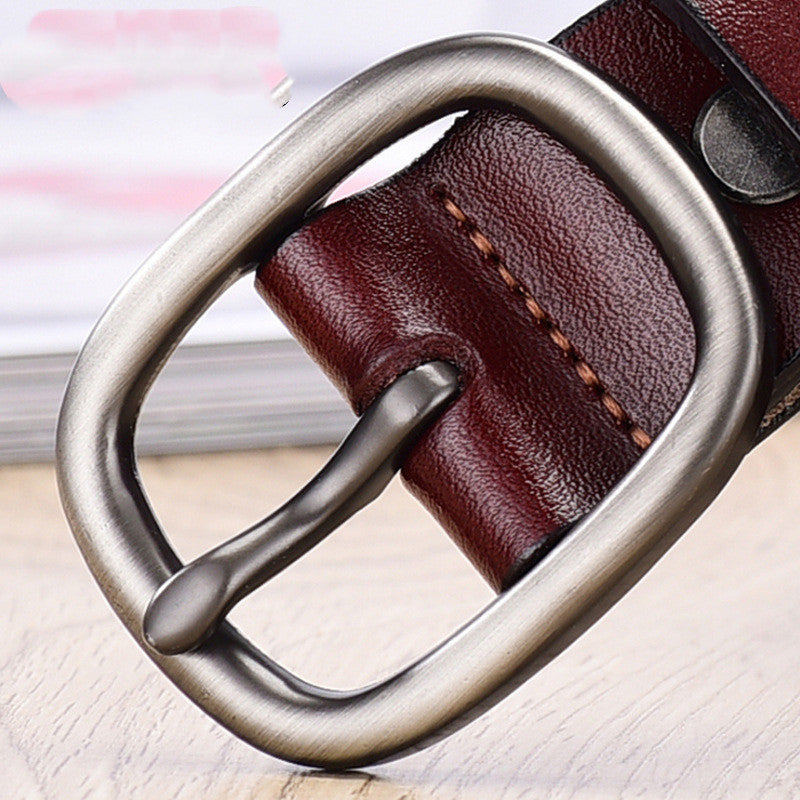 Hair Belt Female Leather Pin Buckle Retro Cowhide Belt