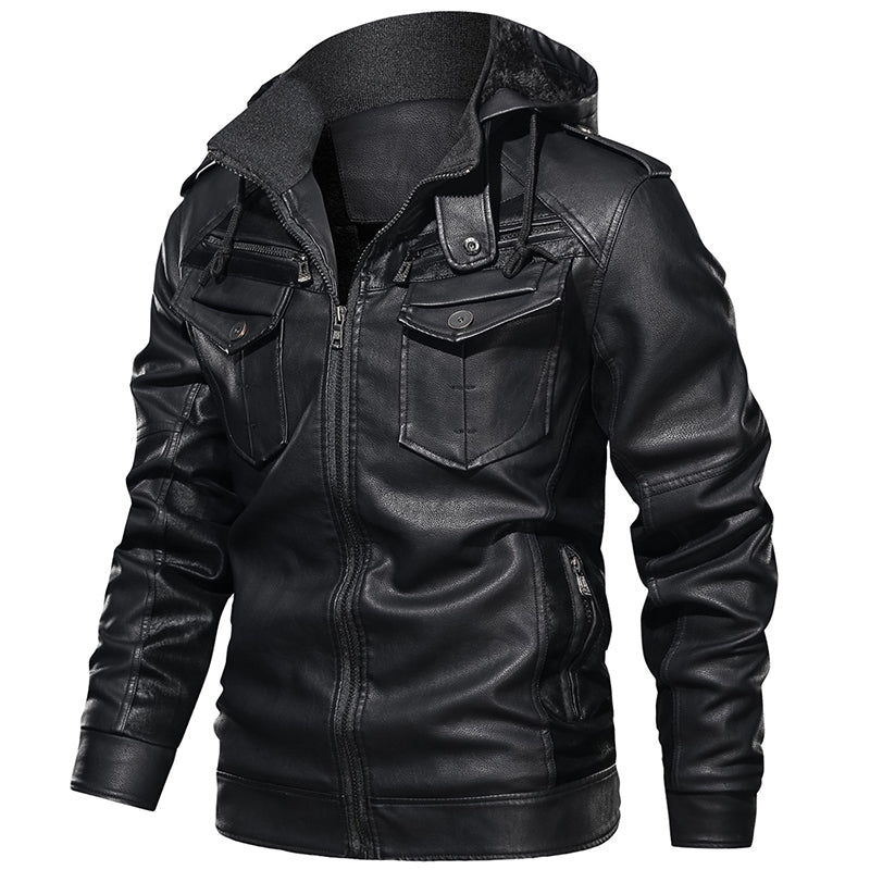 Winter And Autumn Men PU Jacket Pocket Fit Leather Coats Motorcycle Slim Male Jacket