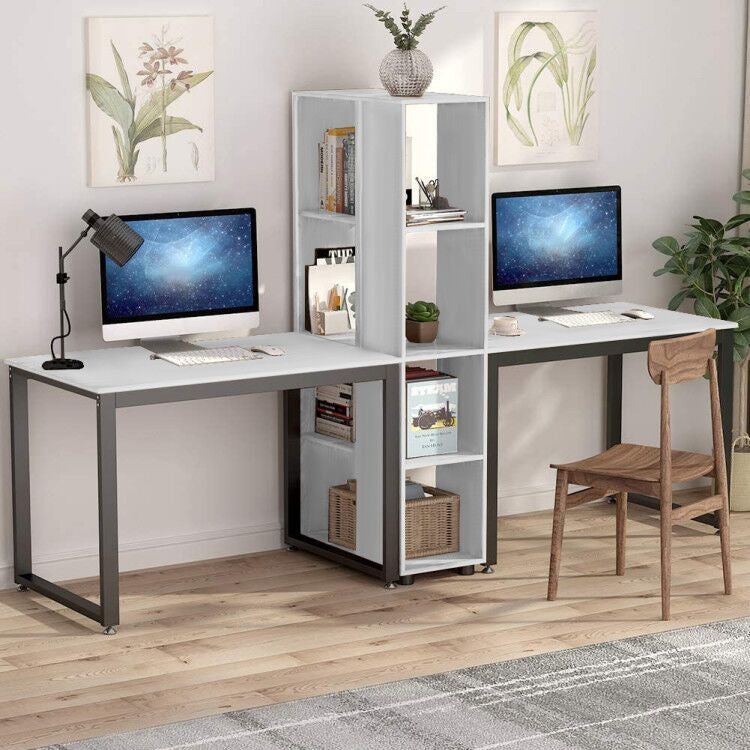 Two Person Computer Desk Double Workstation With Drawer Large Dual Work Table