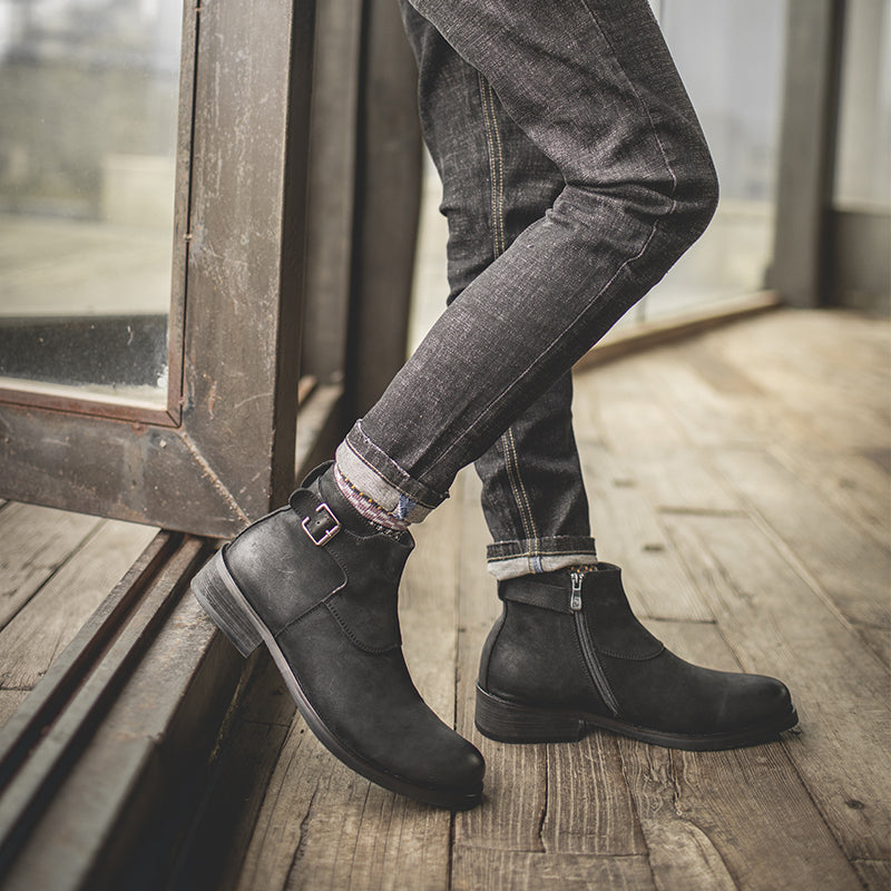 Men's Genuine Leather Boots Mid-cut Martin Boots