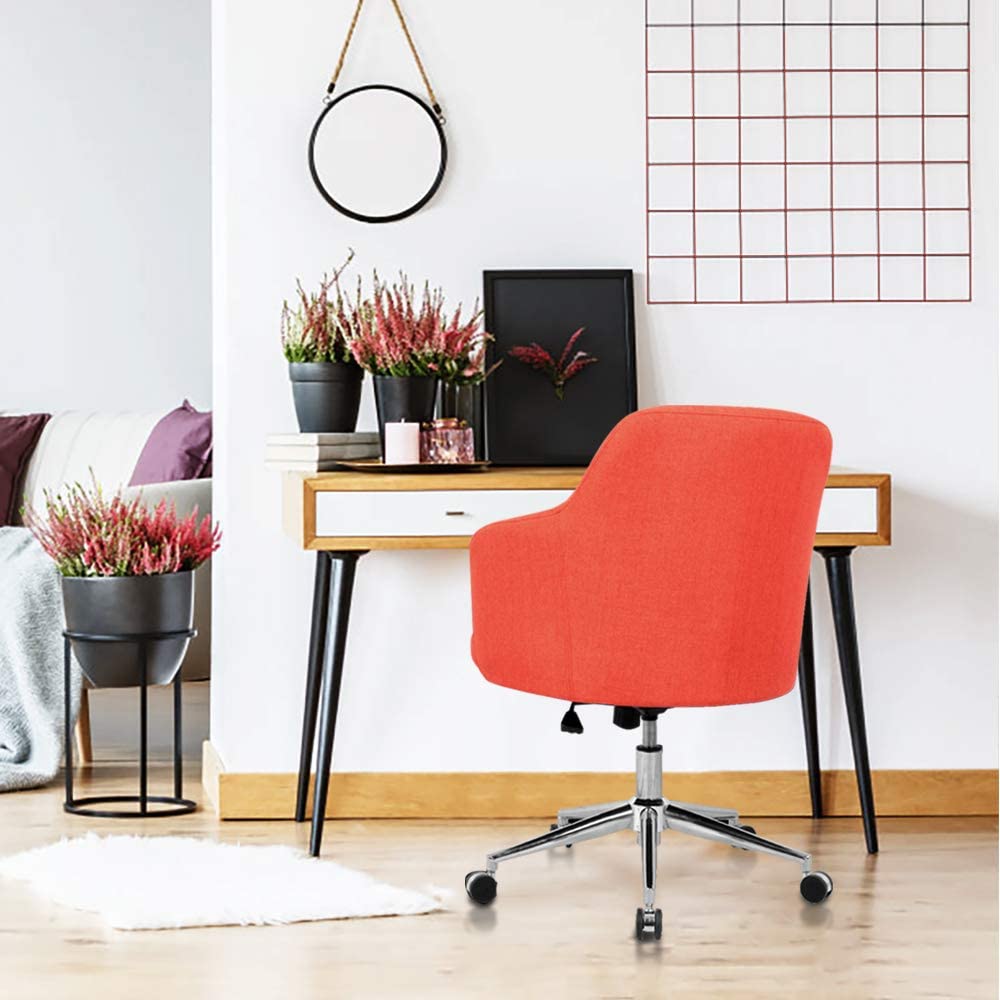Home Office Chair Upholstered Mid Back Support Swivel Computer Desk Task Chairs Adjustable Height with Armrests