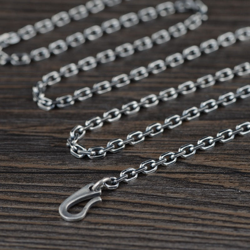 S925 Silver Retro O-shaped Thickened S Hook Necklace