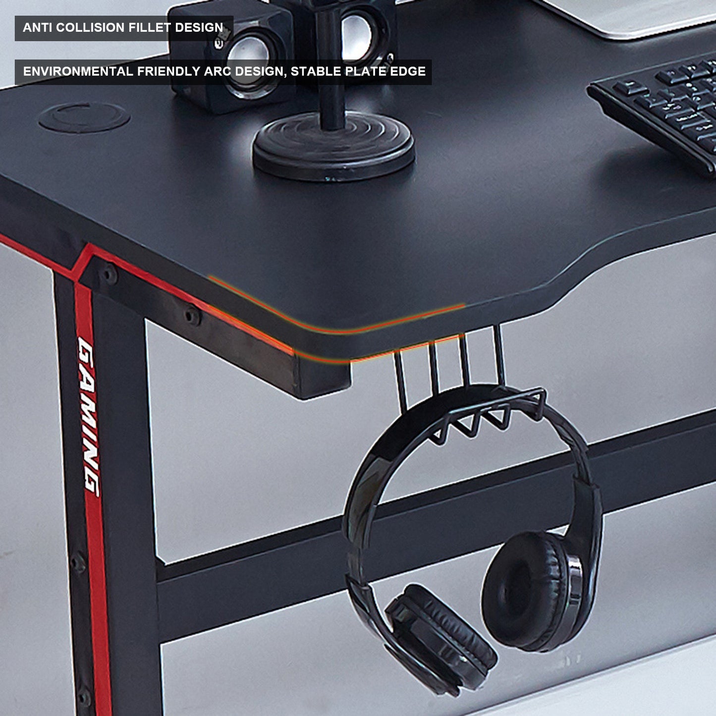 Gaming Desk 47.2 inches Home Office Computer Table, Black Gamer Workstation
