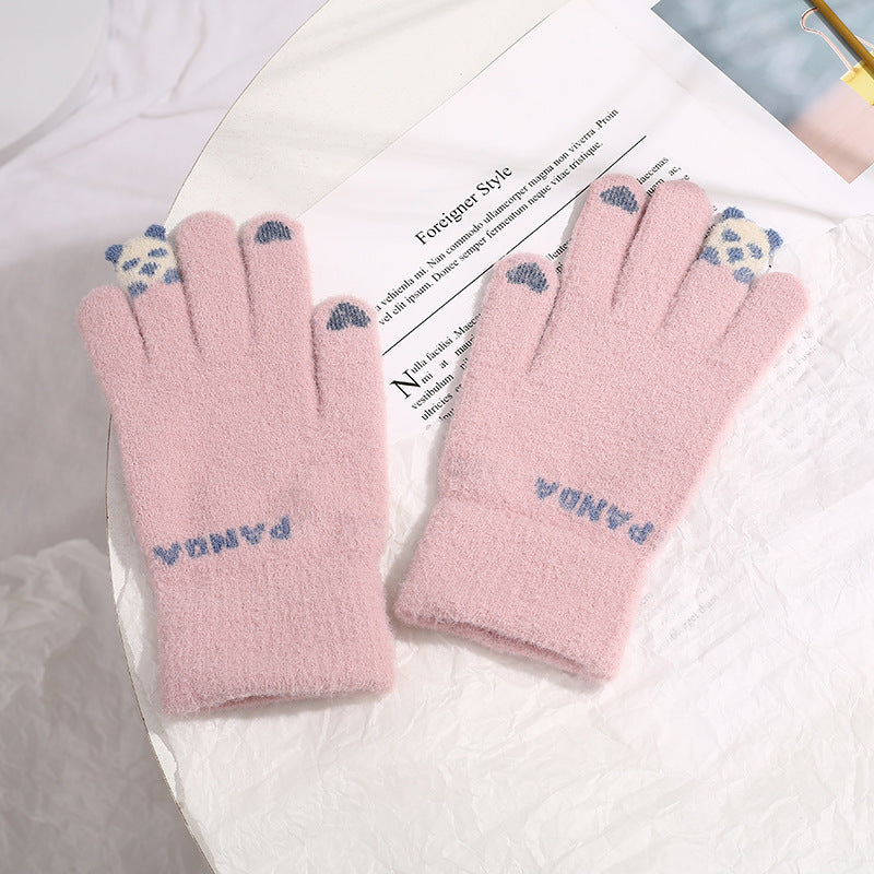 Women's Winter Touch Screen Warmth Thick Faux Wool Gloves