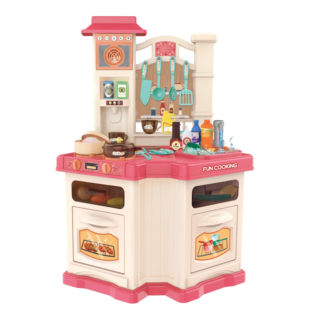 Role Play Kids Kitchen Playset With Real Cooking And Water Boiling Sounds-Girls