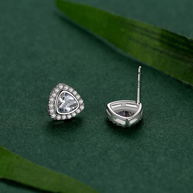 S925 Sterling Silver Triangle Simulation Drill Stud Earrings
