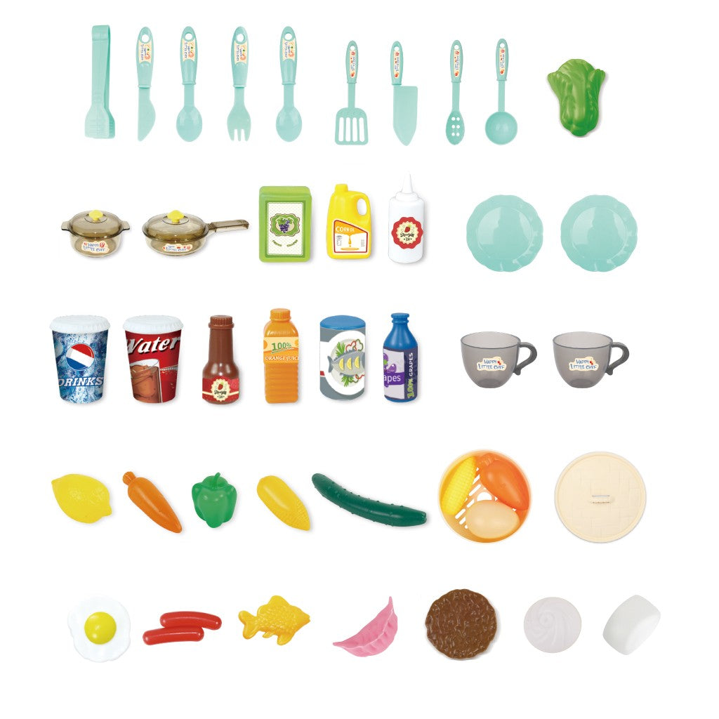 Role Play Kids Kitchen Playset With Real Cooking And Water Boiling Sounds-Girls