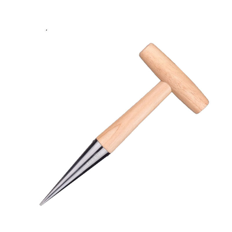 Stainless Steel Soil Excavator Gardening Wooden Handle Hole-moving Cutting Tool Nursery Seedling Seeder