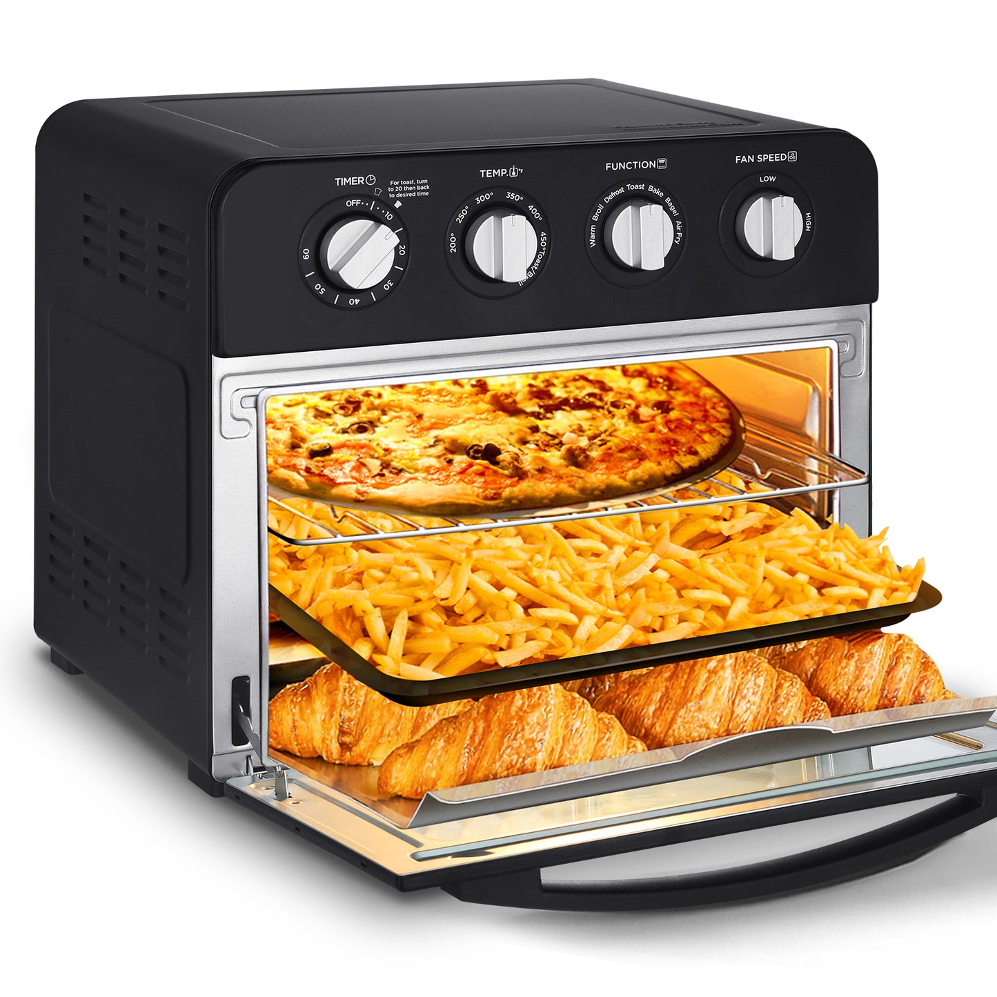Geek Chef Air Fryer, 7-in-1 Air Fryer Oven, 6 Slice 24.5QT Air Fryer Toaster Oven Combo, Roast, Bake, Broil, Reheat, Fry Oil-Free, Extra Large Convection Countertop Oven,Stainless Steel, Ban On Amazon