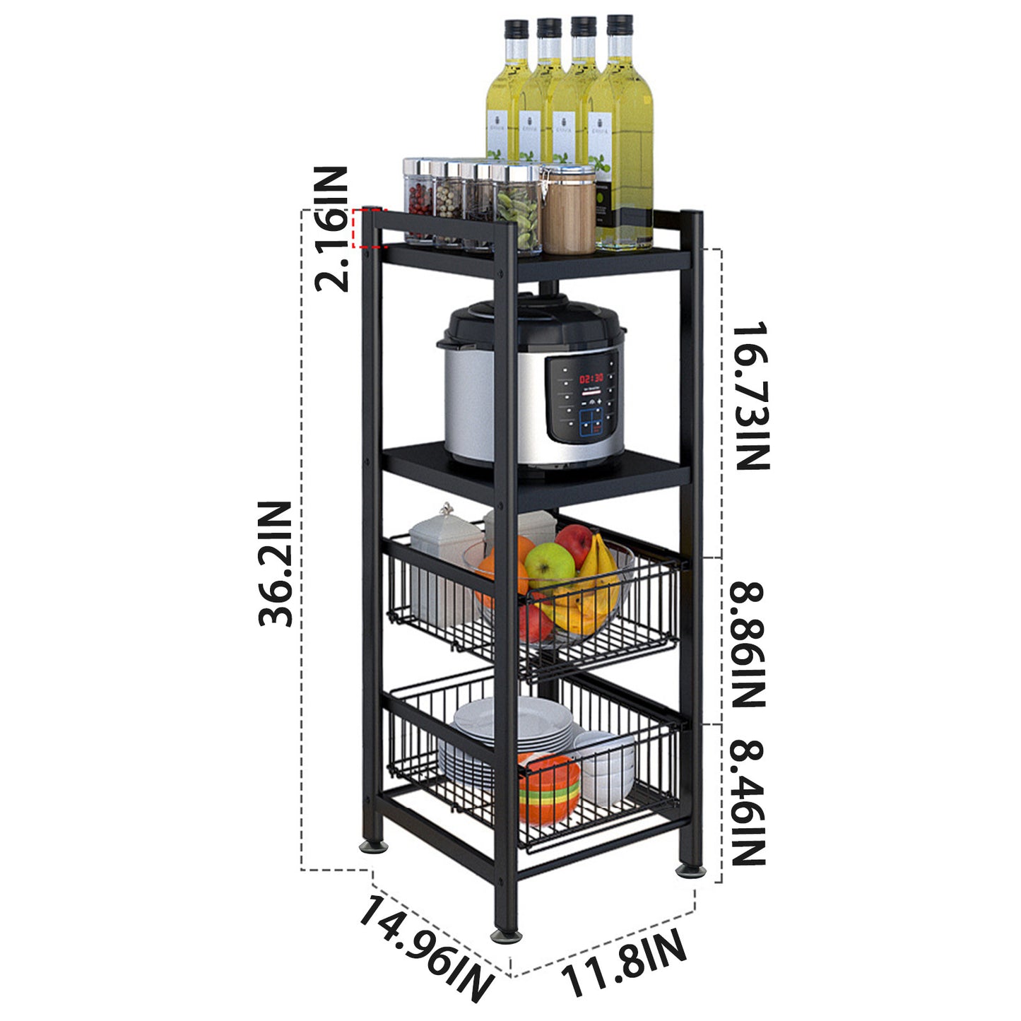 Kitchen Supplies Oven Storage Rack Living Room Basket Floor Shelf