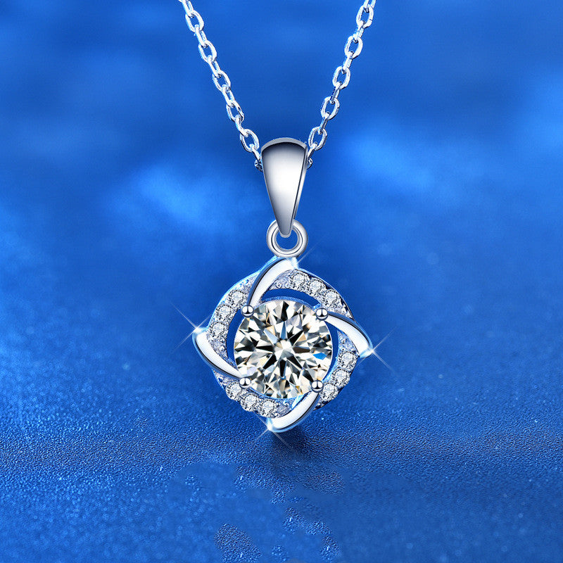 925 Sterling Silver Windmill Necklace Female New Product Simulation Diamond Moissanite Pendant